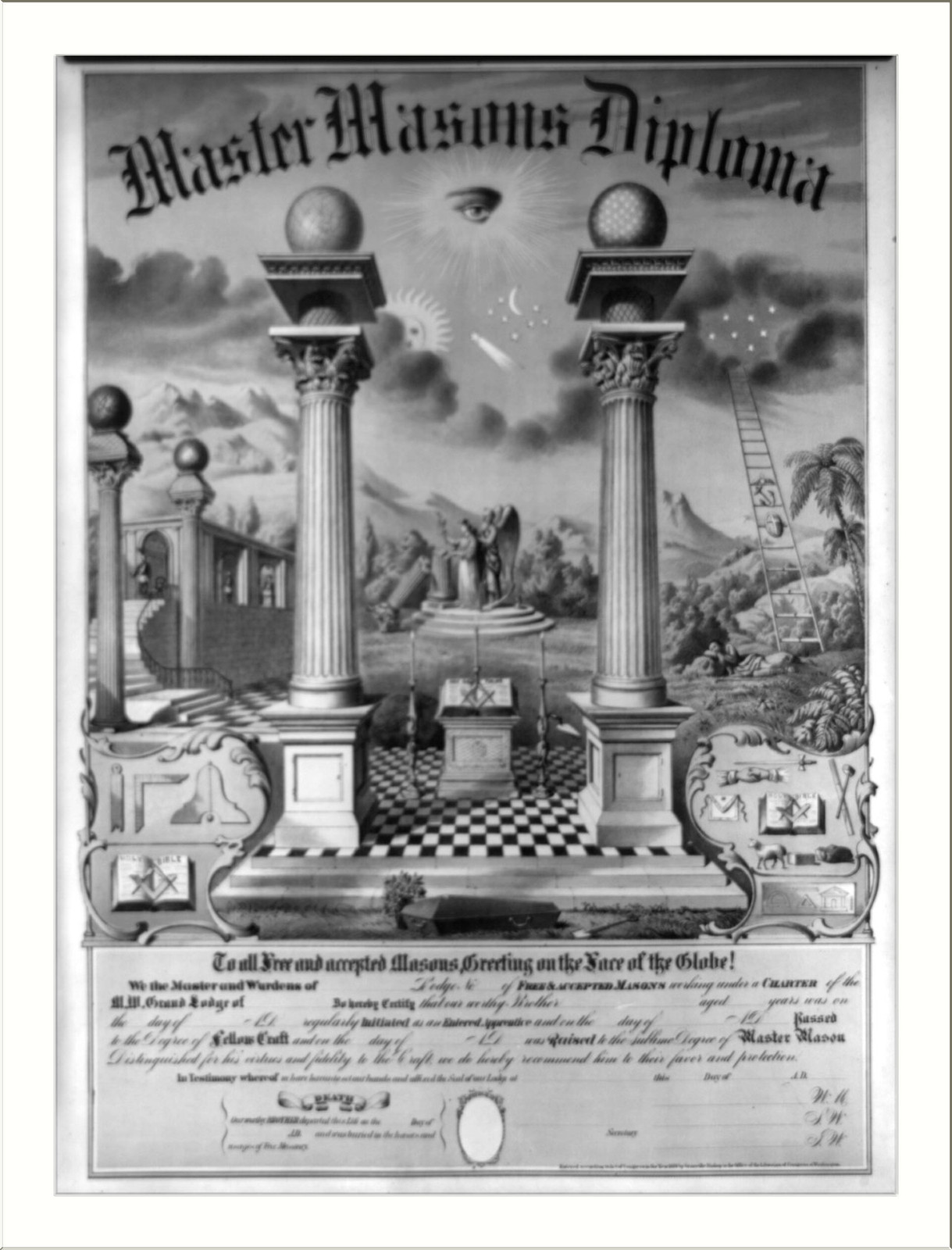 Master Masons diploma, [no date recorded on shelflist card] — historic print