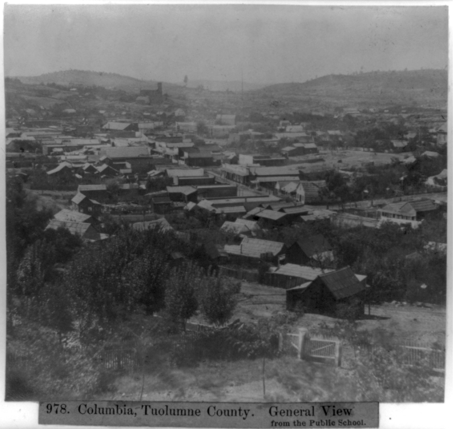 Columbia, Tuolumne County - General view from the Public School, [published 1866] — historic photograph