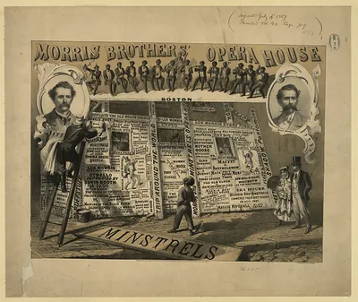 Morris Brothers' Opera House, Boston, minstrels lithograph
