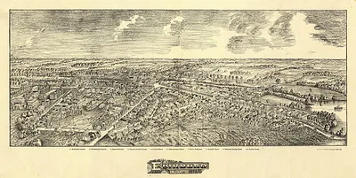 Bird's-eye panoramic view of Edinboro, Pennsylvania, 1898