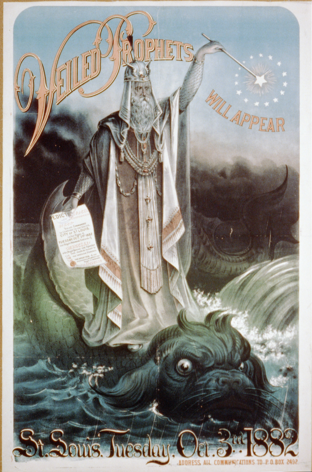 Veiled Prophet will appear, St. Louis, Tuesday, Oct. 3rd, 1882, 1882 — vintage poster
