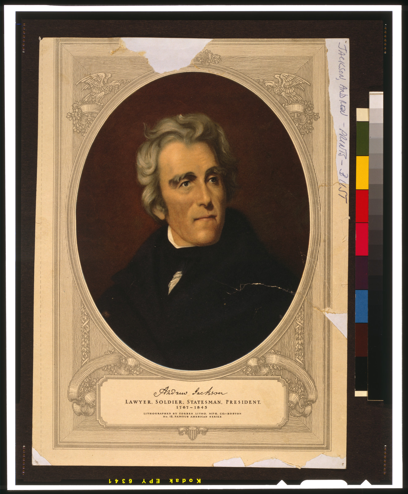 Andrew Jackson, lawyer, soldier, statesman, president / lithographed by Forbes Litho. Mfg. Co., Boston., [between 1910 and 1940] — antique lithograph
