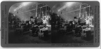 Forging steel into plowshares, plant of Parlin & Orndorf Co., Canton, Ill.