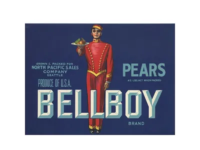Bellboy Brand Pears Crate Label