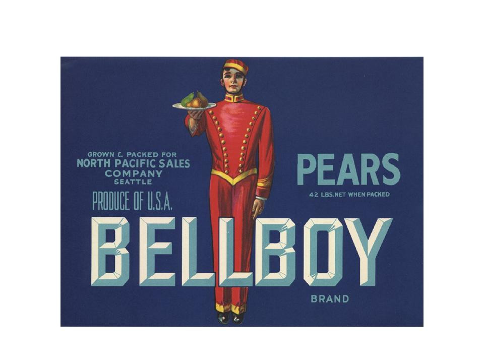 Bellboy Brand Pears Crate Label — historic image