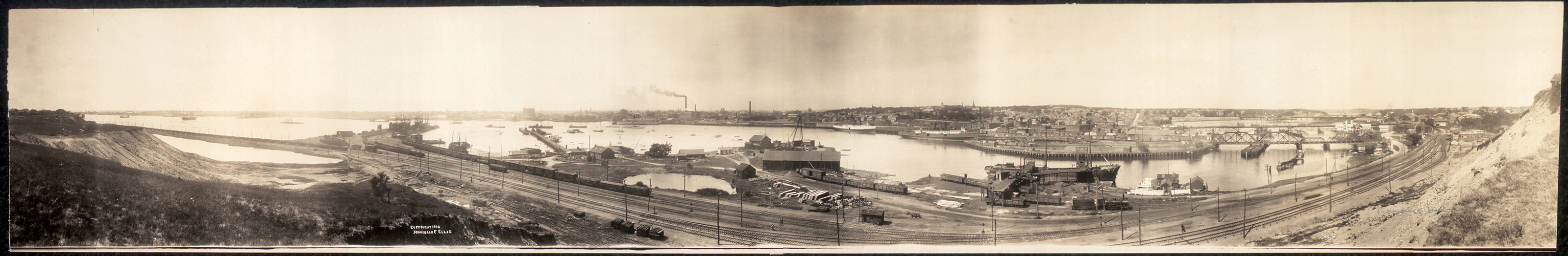 Providence harbor & the four bridges, Rhode Island, 1910, 1910 — historic image