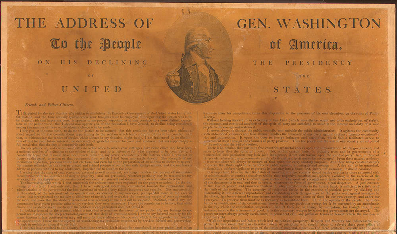 The Address of Gen. Washington to the People on his Declining the Presidency — historic image