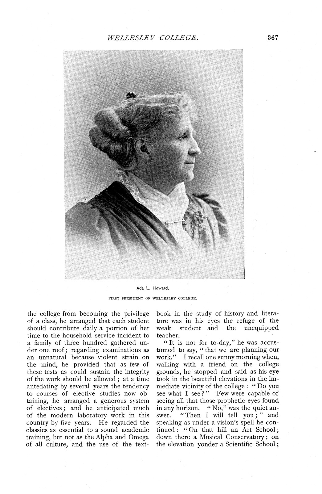 Ada L. Howard, first president of Wellesley College — antique map