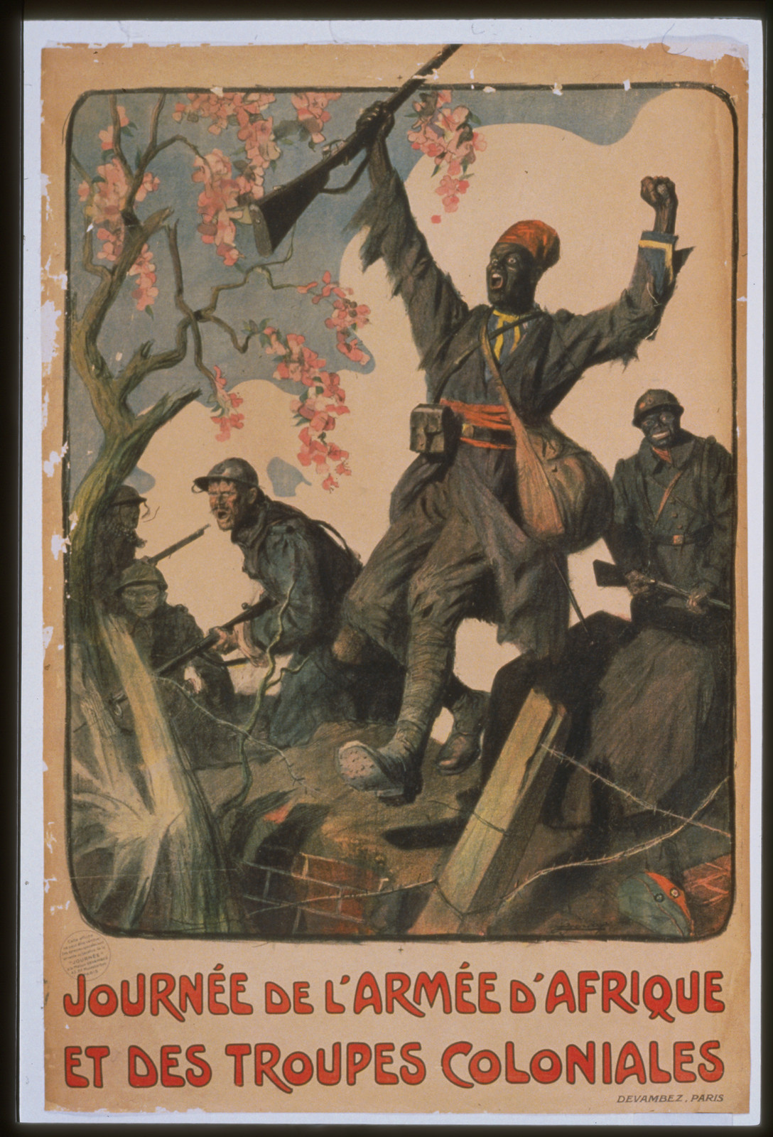 Journeacutee de larmeacutee dAfrique et des troupes coloniales, 1917 — vintage poster
