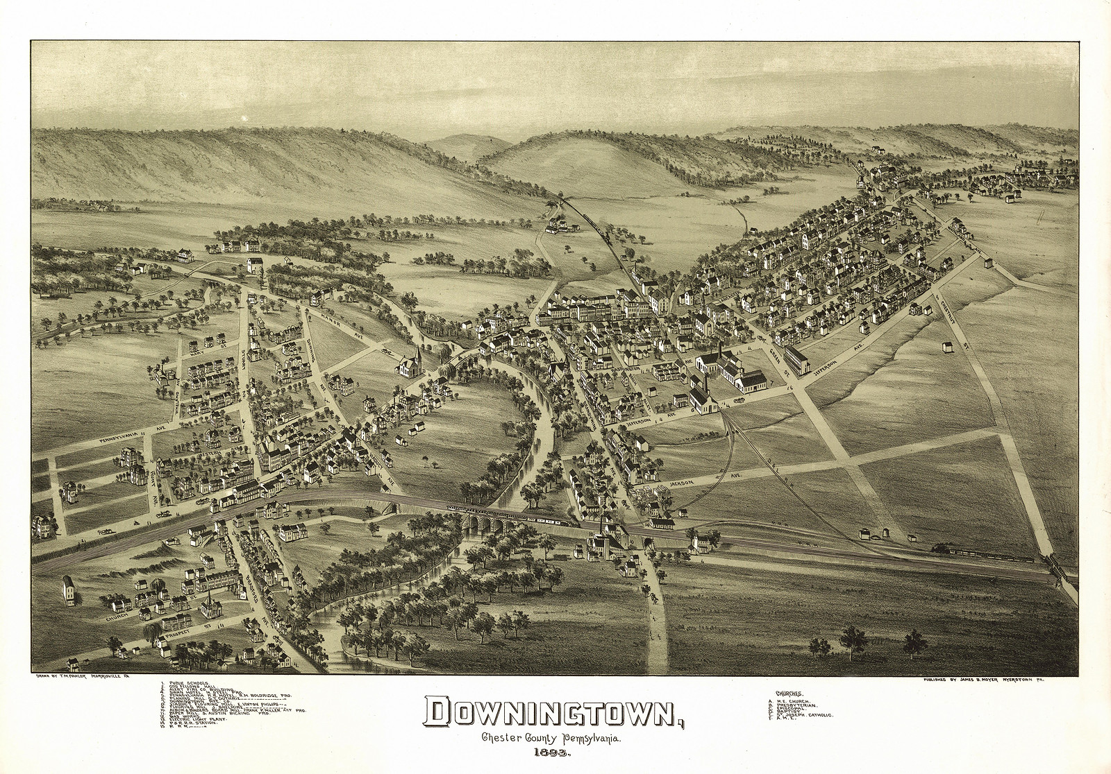 Downingtown, Chester County, Pennsylvania, 1893, 1893 — antique map