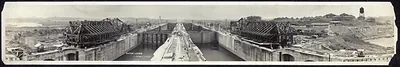 Panoramic view of Gatun Locks, Panama Canal