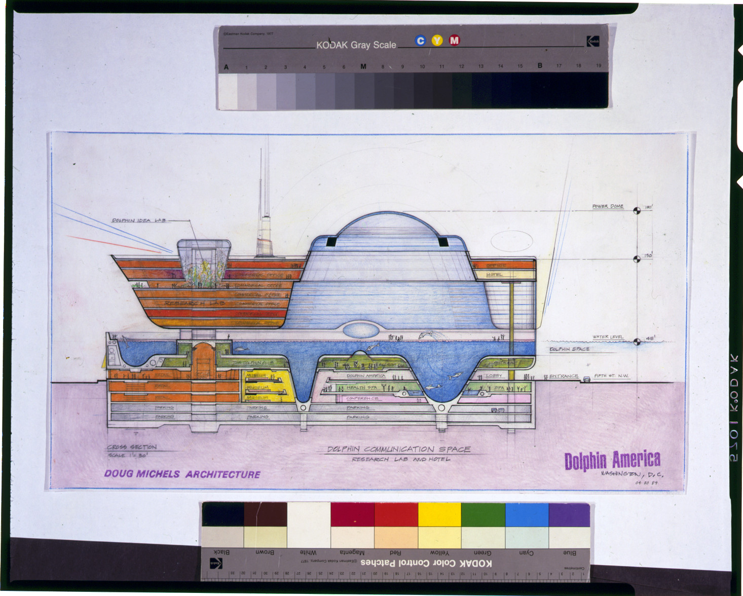 Dolphin Communication Space, Research Lab and Hotel cross section — historic image