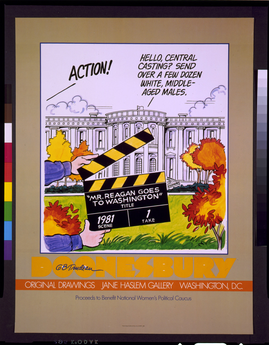 Doonesbury, original drawings, Jane Haslem Gallery, Washington, D.C., c1982. — vintage poster