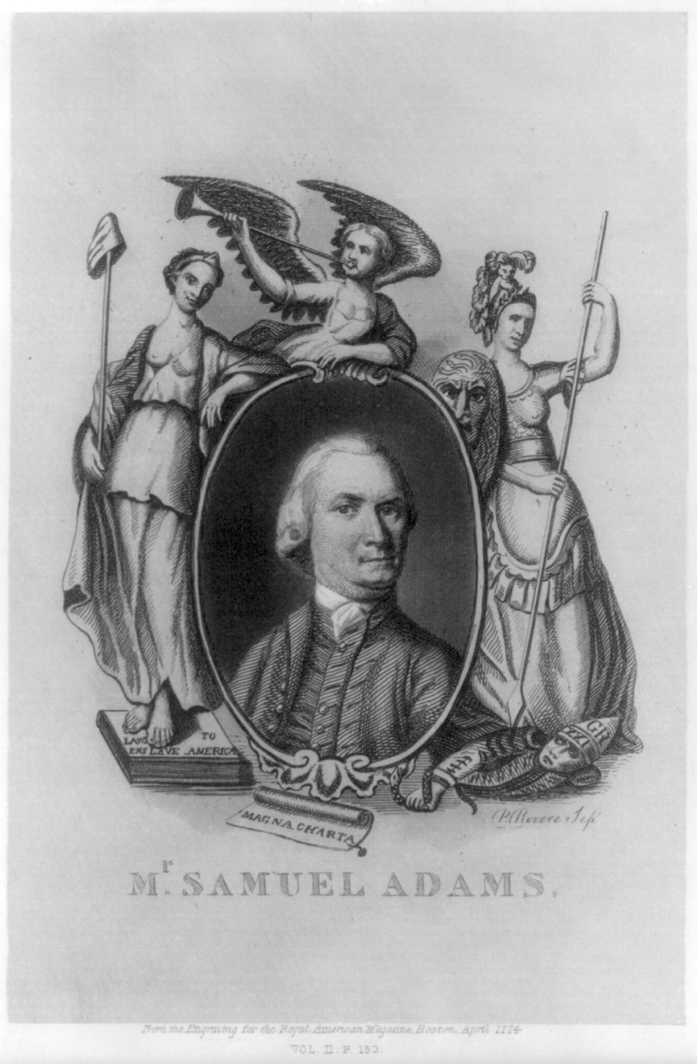 [Samuel Adams, 1722-1803, bust, facing right] — antique engraving