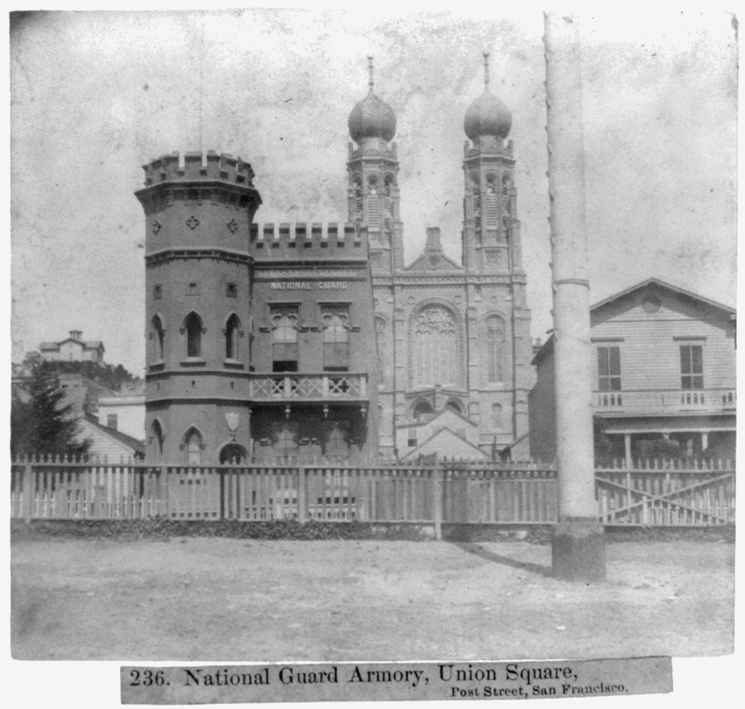 National Guard Armory, Union Square, Post Street, San Francisco, [published 1866] — historic photograph