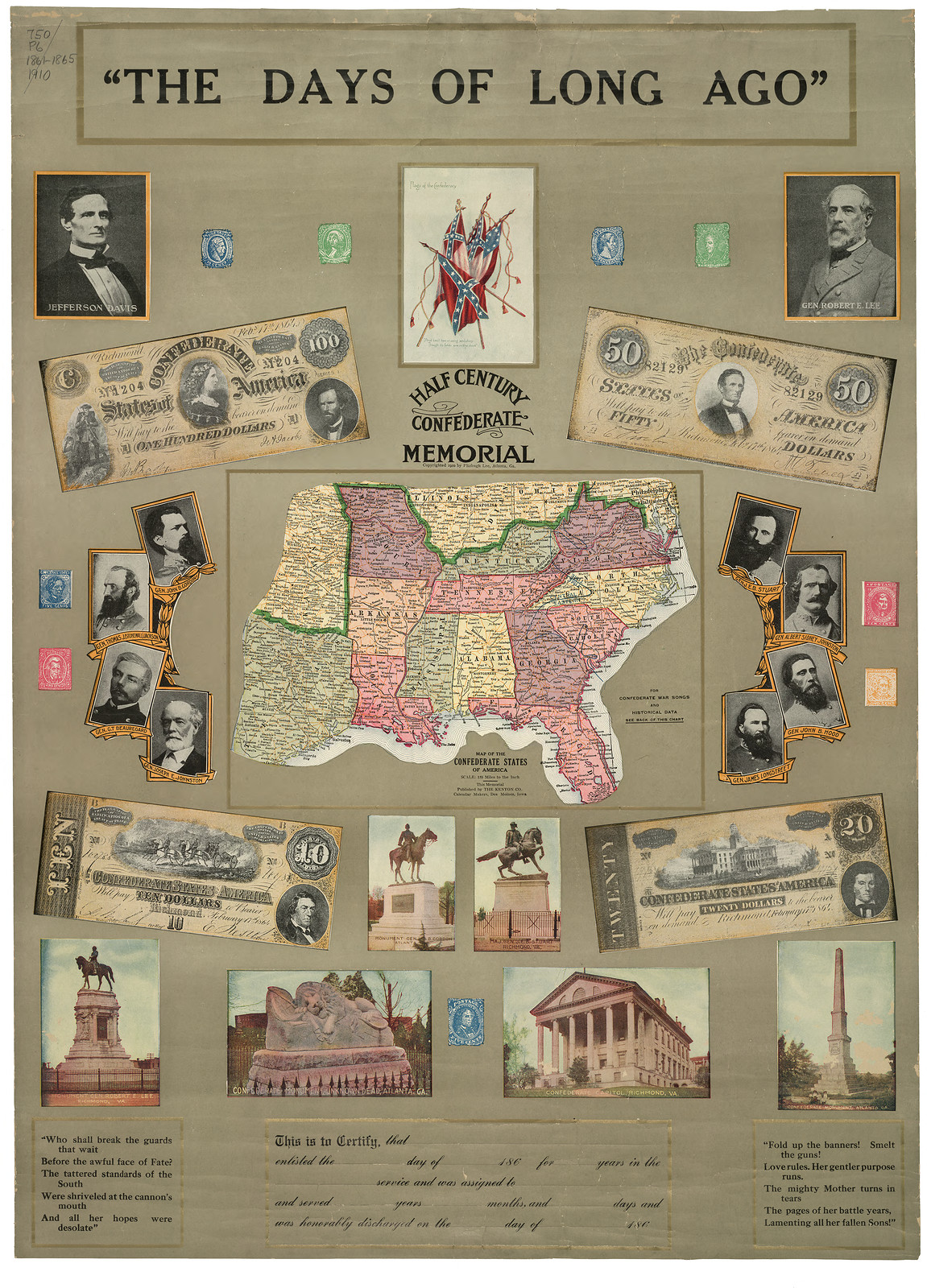 The Days of Long Ago" Confederate Half Century Memorial poster — vintage poster