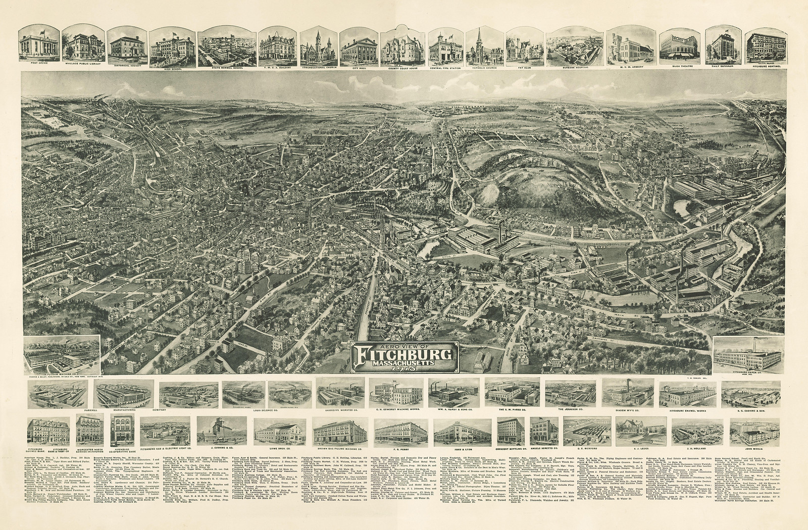 Fitchburg, Massachusetts, 1915, 1915 — antique map
