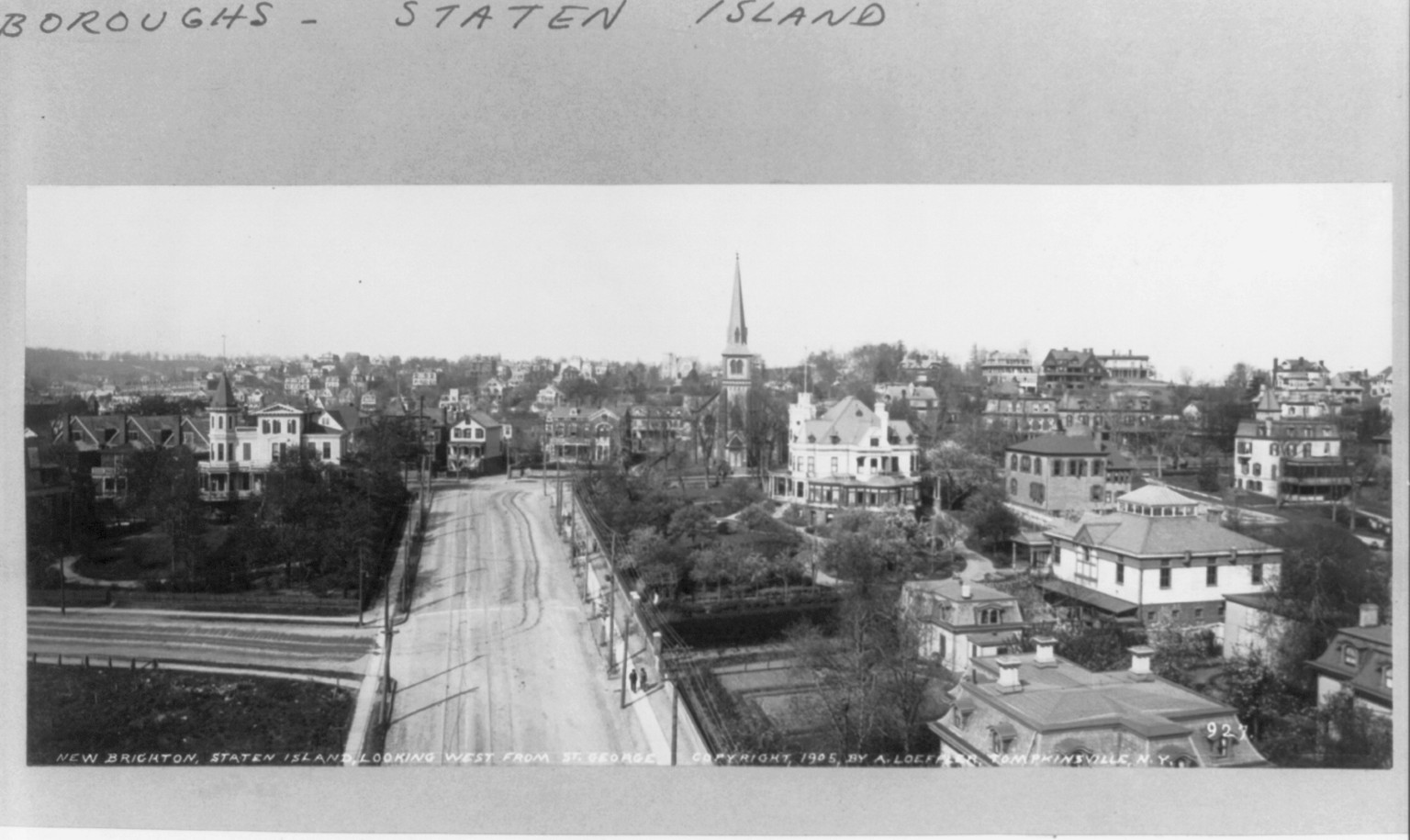 New Brighton, Staten Island, N.Y. [Bird's-eye view]: Looking west from St. George, c1905. — historic photograph