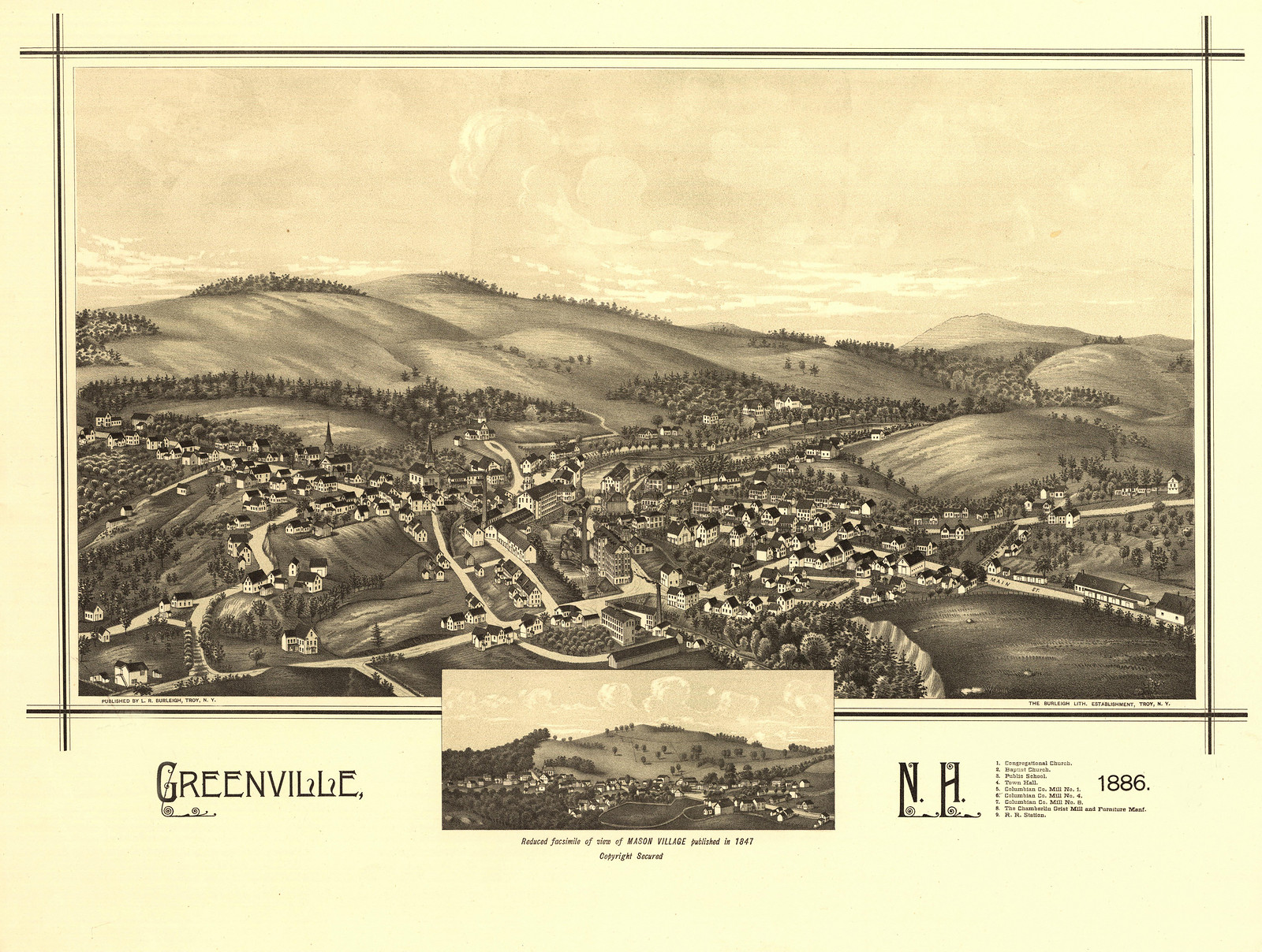 NH Greenville 1886 MAP, 1886 — antique map