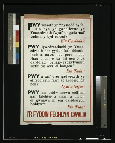 I'r Fyddin Fechgyn Gwalia recruitment poster in Welsh