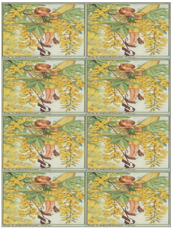 The Laburnum Fairy: eight labels on one sheet — historic image