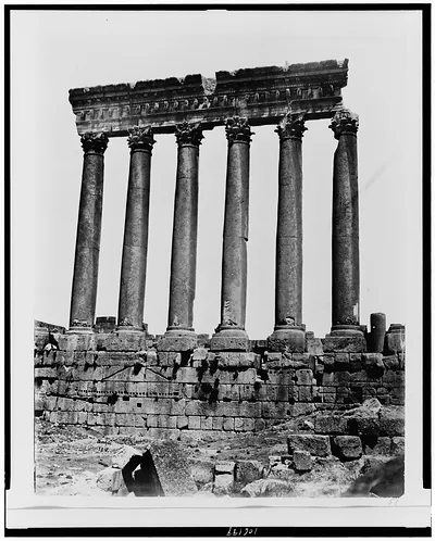 Baalbec. Temple of the Sun. Original no. of columns 54 / Bonfils.