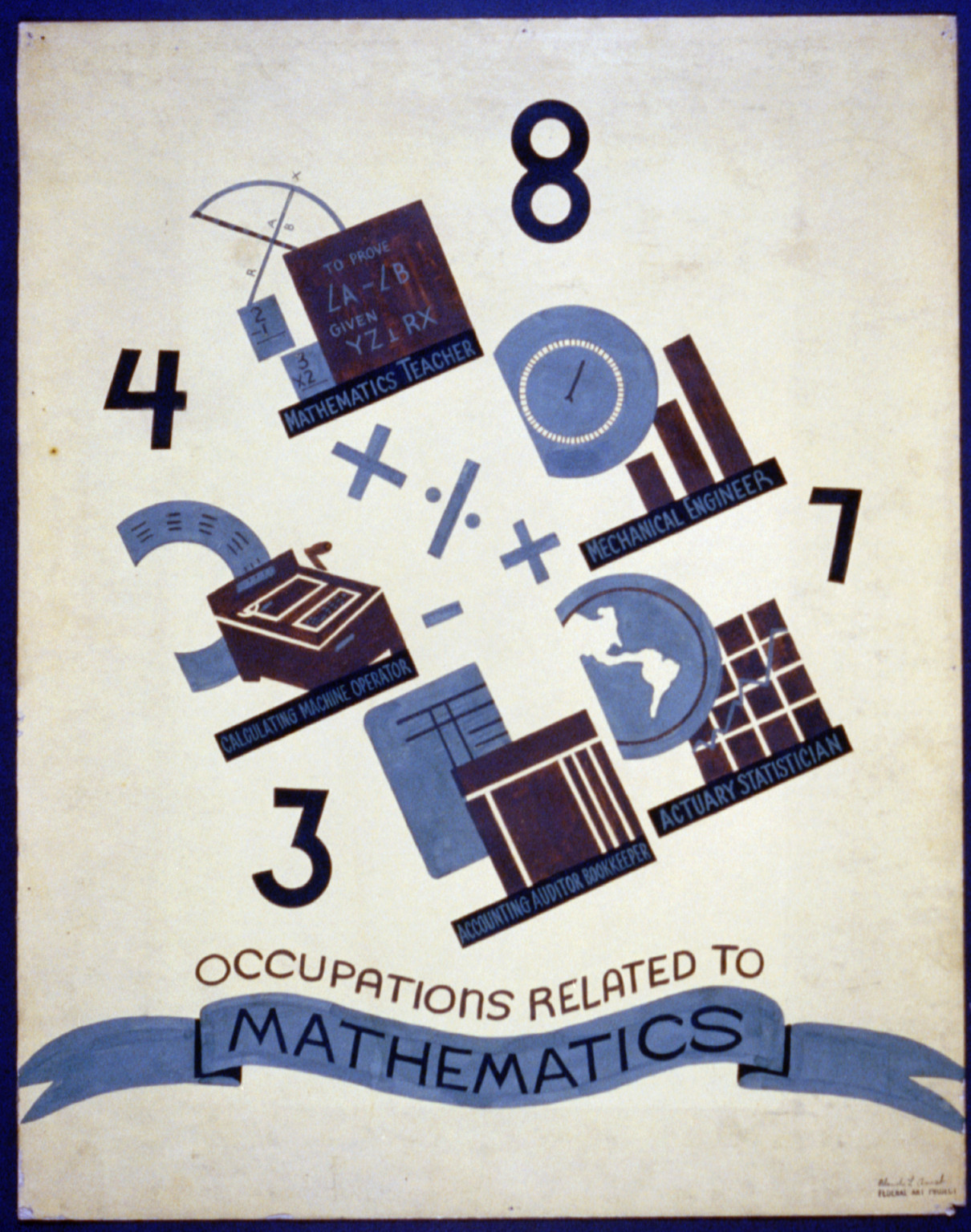 Occupations related to mathematics / Blanche L. Anish., 1936 — vintage poster