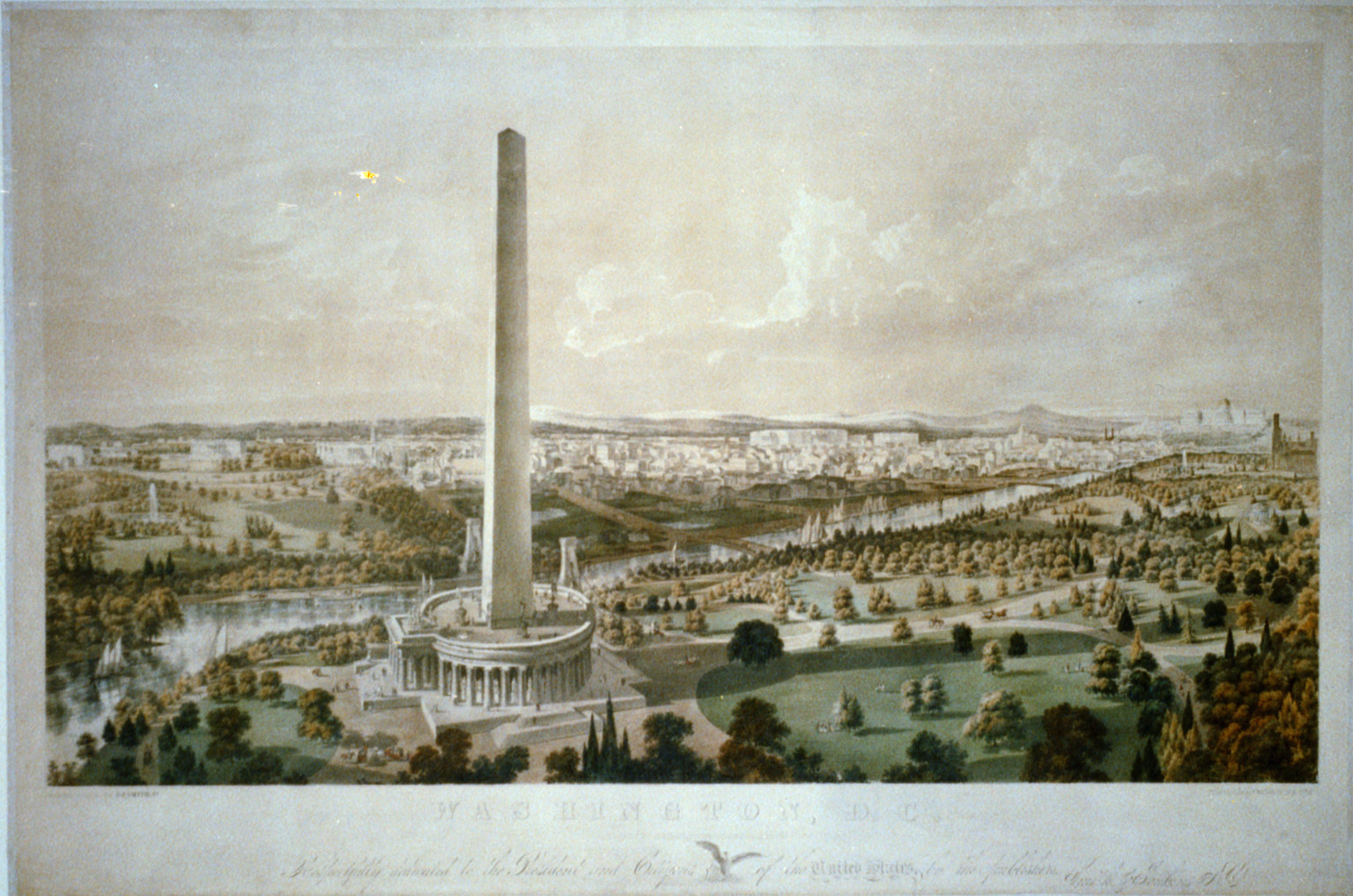 Washington, D.C. with projected improvements, [ca. 1852] — antique lithograph