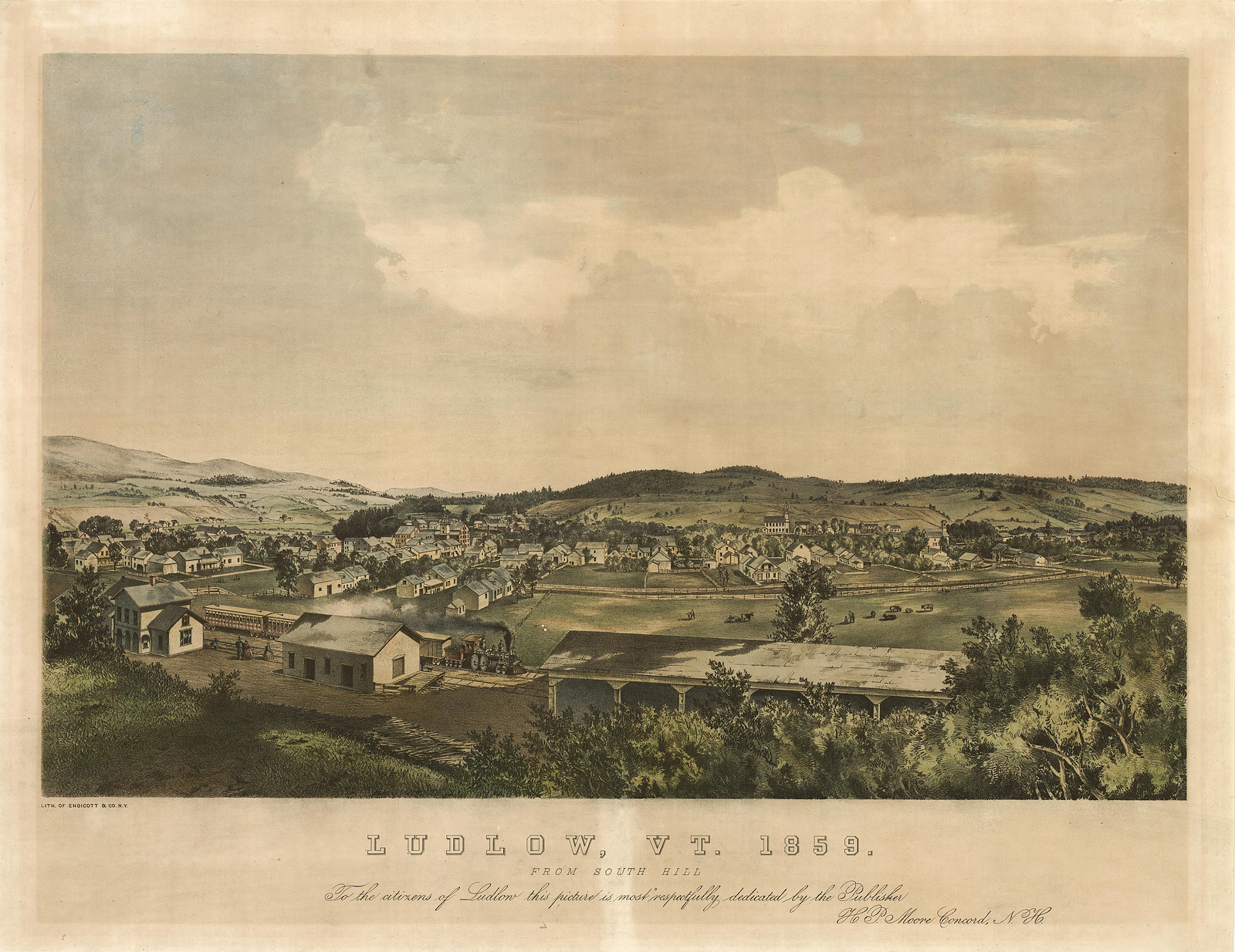 VT Ludlow 1859 MAP, 1859 — antique map