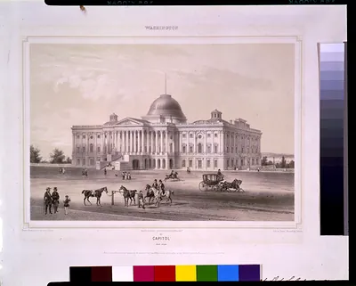 Washington--Capitol (east view) / Drawn from nature by Aug. Köllner ; lith. by Deroy ... printed by Cattier.