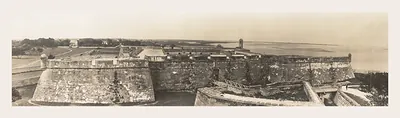 Fort Marion fortress walls and bastions, St. Augustine, panoramic photograph