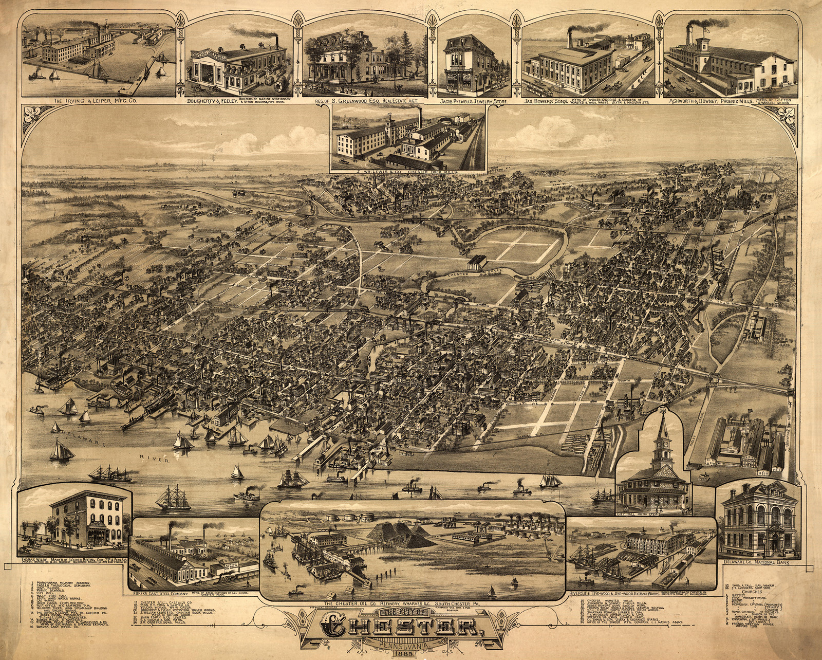 Chester, Pennsylvania, 1885, 1885 — antique map