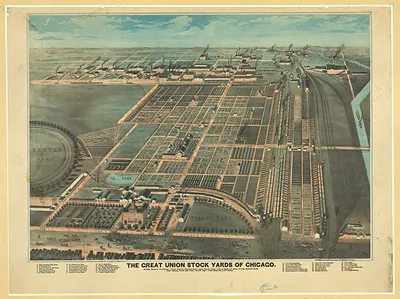 The Great Union Stock Yards of Chicago bird's-eye map