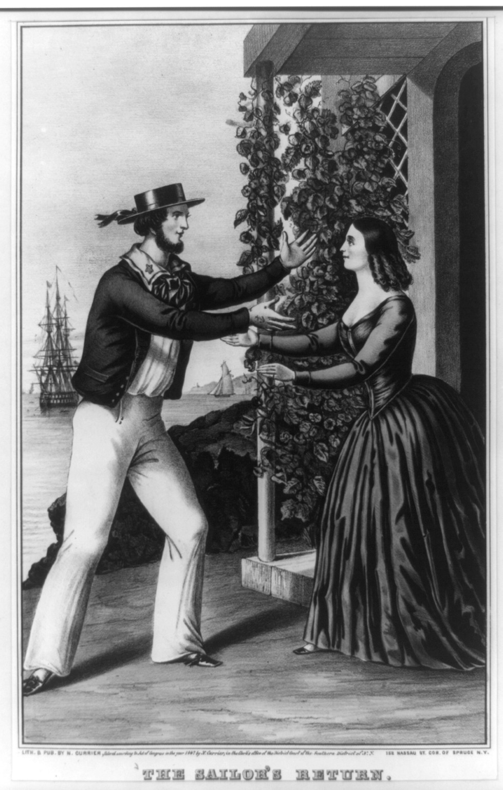 The sailor's return, New York : Published by N. Currier, c1847. — antique lithograph