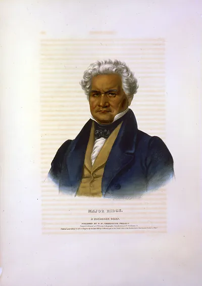 Major Ridge, a Cherokee chief / printed & coloured at I.T. Bowen's Lithographic Establishment.