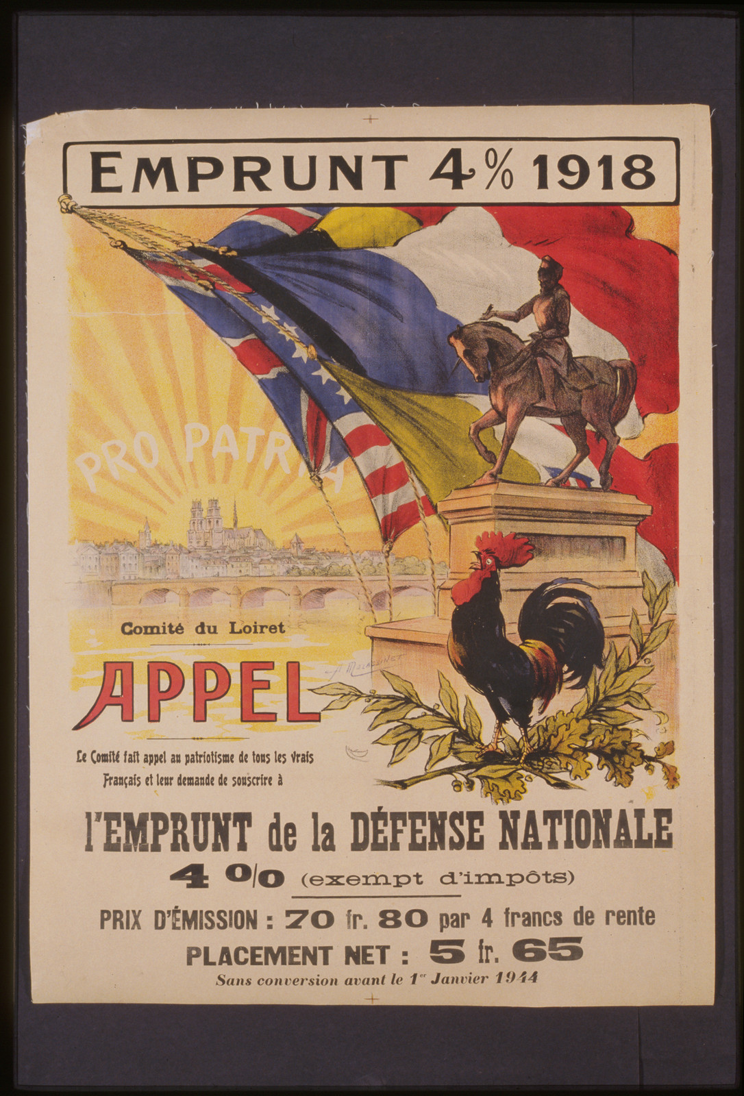 Emprunt 4% 1918: Appel, war loan poster for the Défense Nationale, 1918 — vintage poster