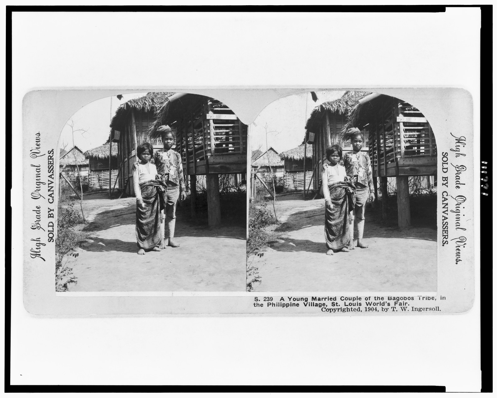 A young married couple of the Bagobos tribe in the Philippine Village St. Louis Worlds Fair, 1904 — historic photograph