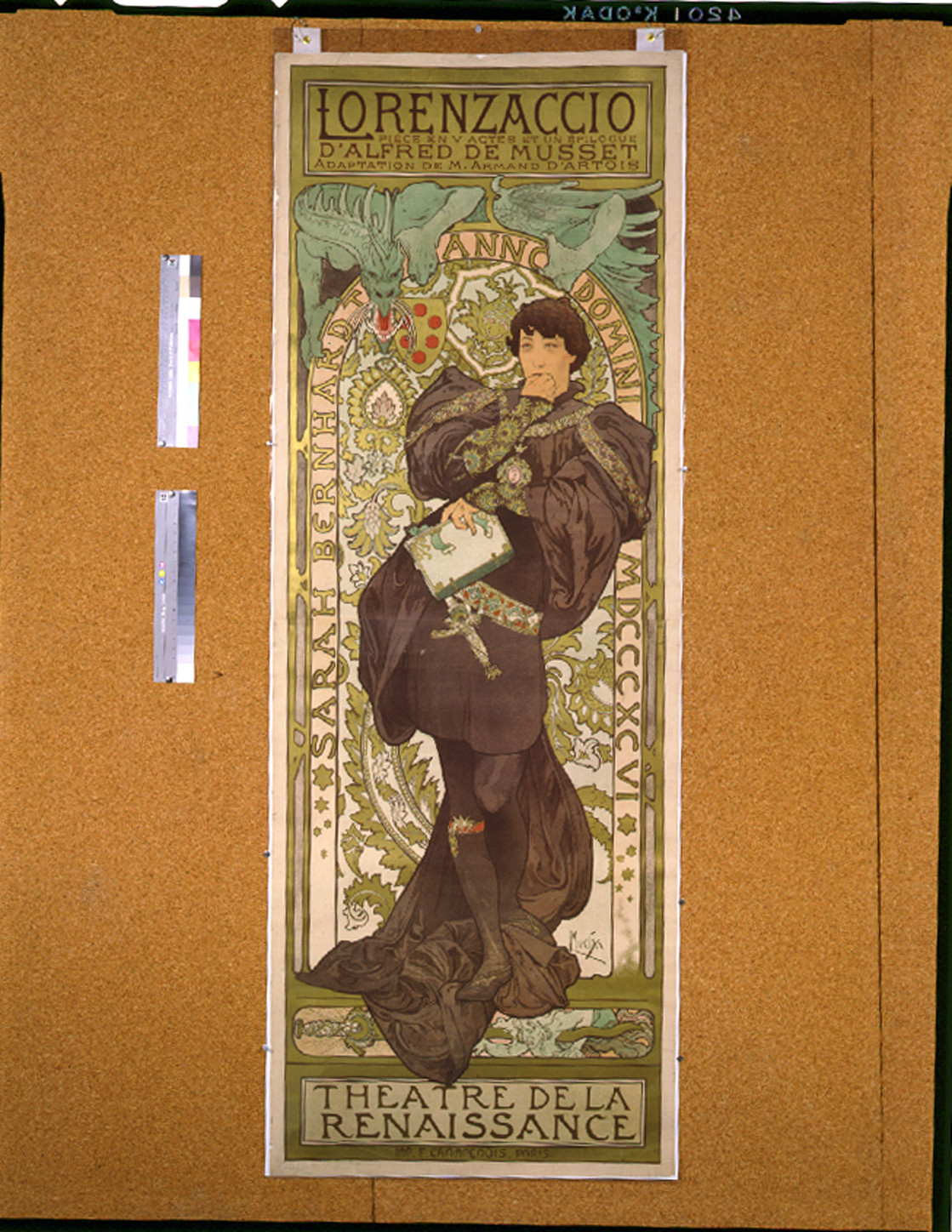 Lorenzaccio. Sarah Bernhardt, anno domini MDCCCXCVI / Mucha., Paris : Imp. F. Champenois, 1896. — vintage poster