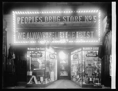 Peoples Drug Store, 8th & H, N.E., [Washington, D.C.], night