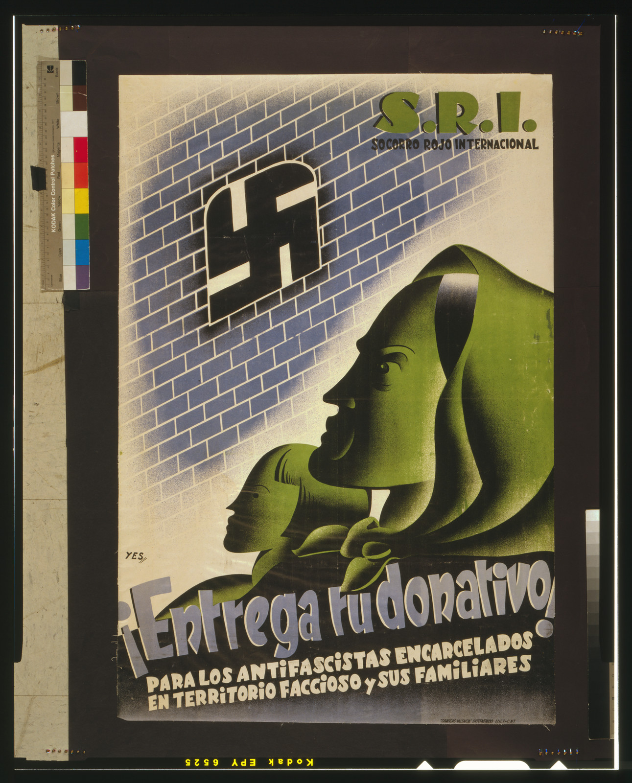 S.R.I. -- Entrega tu donativo! Para los antifascistas encarcelados en territorio faccioso y sus familias, [Spain] : Socorro rojo internacional, [between 1936 and 1939] — vintage poster