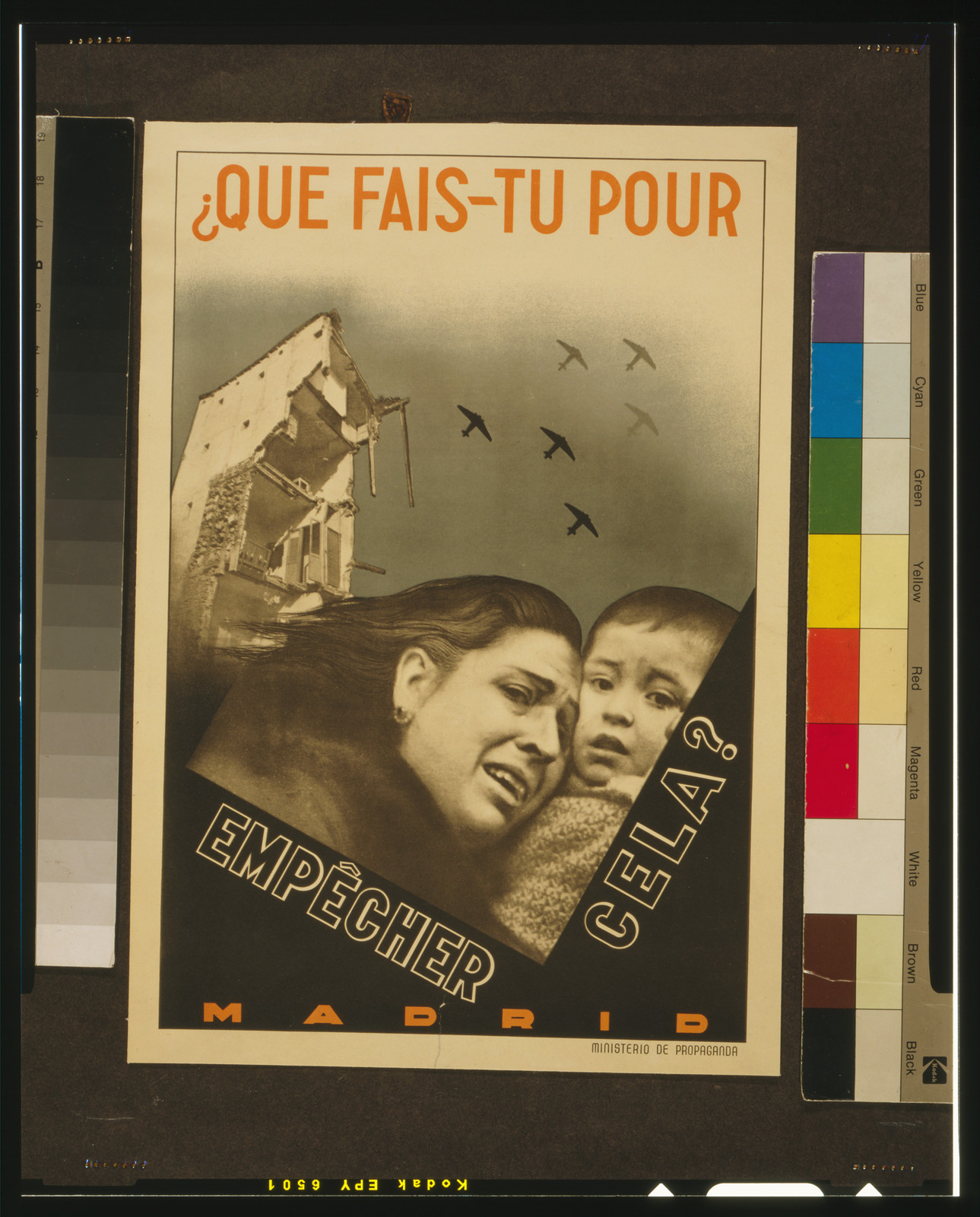 Que fais-tu pour empecher cela?, Madrid : Junta Delegada de Defensa de Madrid, Ministerio de Propaganda, [between 1936 and 1939] — vintage poster