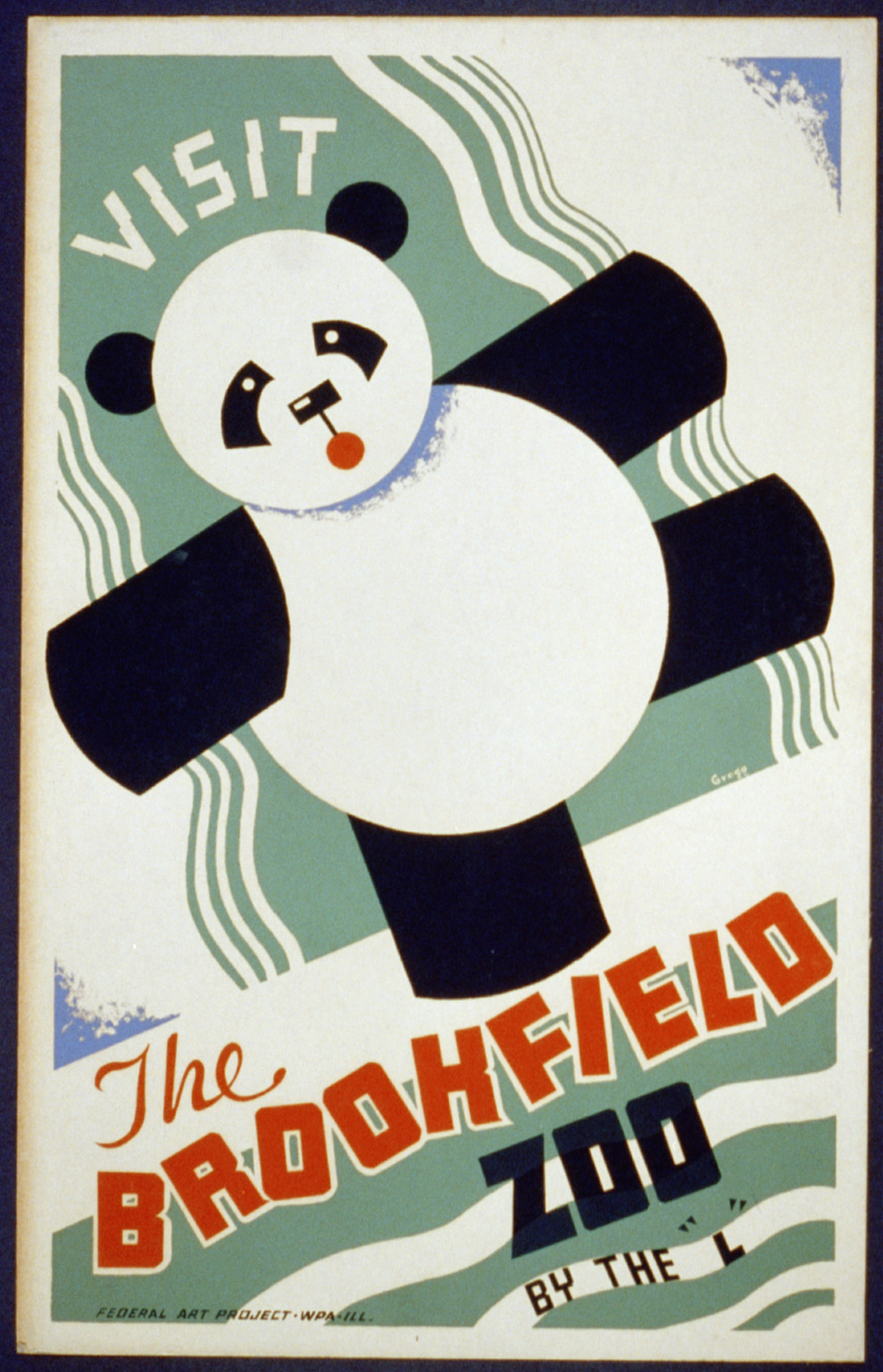 Visit the Brookfield Zoo by the L / Gregg., 1936 — vintage poster