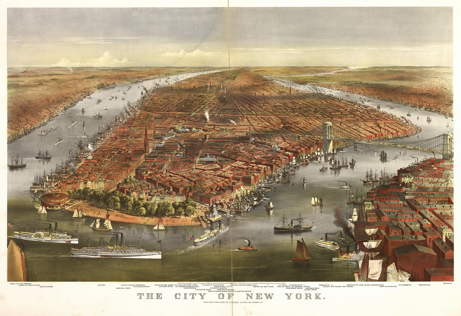 New York, New York, 1870, 1870 — antique map