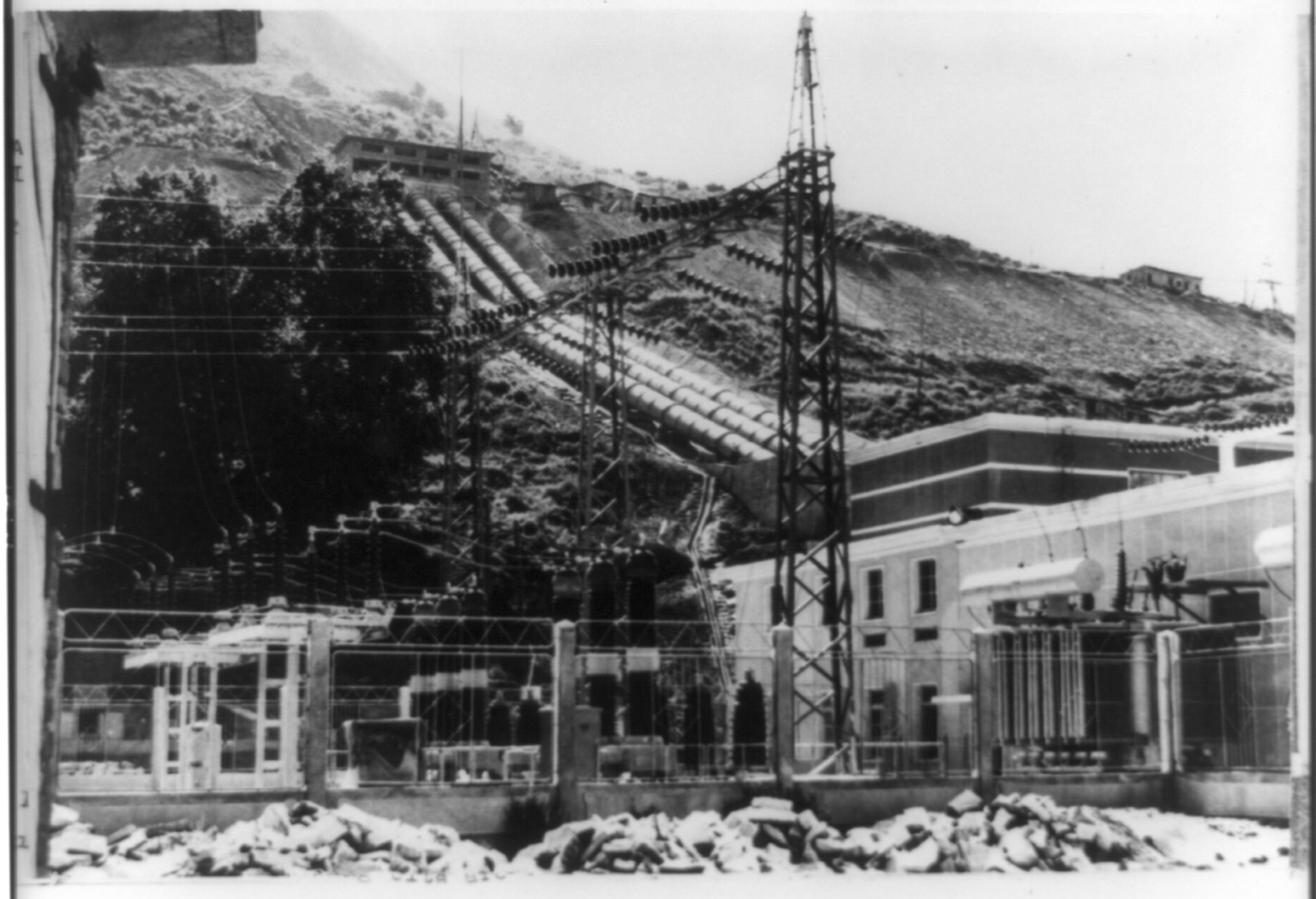 The construction of the Bistritsa hydropower station nearing completion, Albania, 1964 — historic photograph