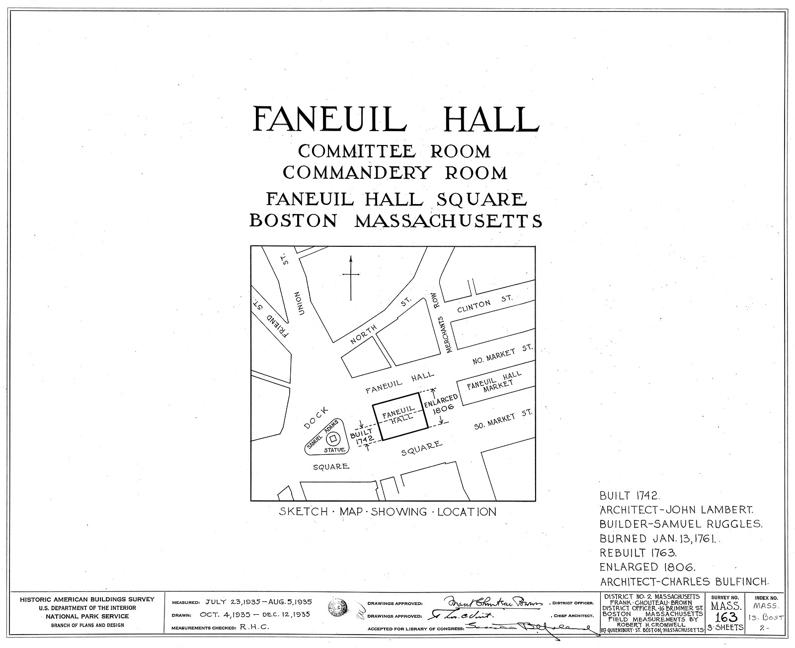 Faneuil Hall Square, Boston: location sketch map — antique map