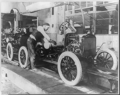[Workers on Ford Motor Co. assembly line]