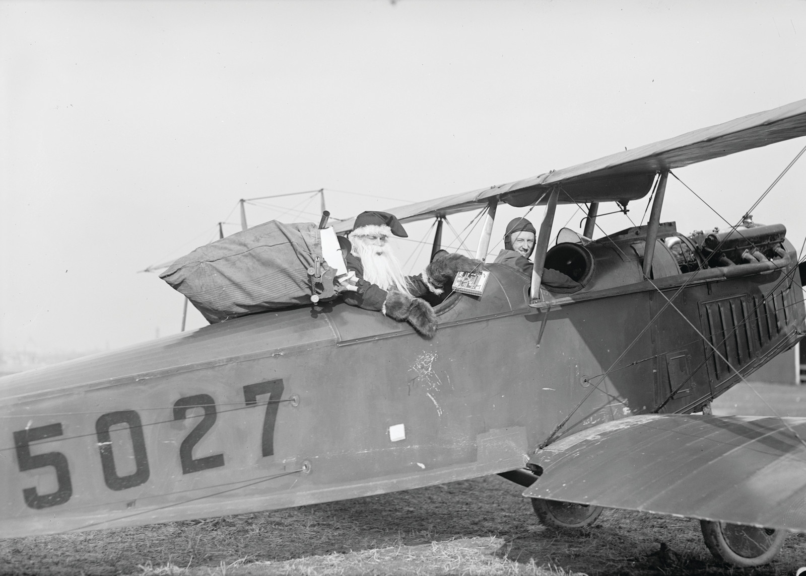 Santa Claus in Aeroplane, c. 1921 — historic photograph