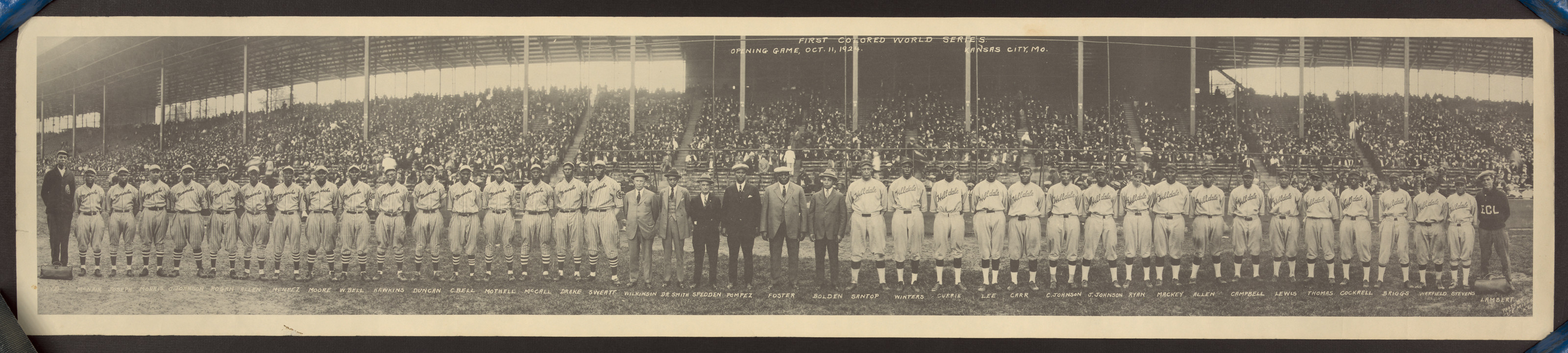 First colored world series, opening game Oct. 11, 1924, Kansas City, Mo. / photo by J.E. Mille[r?], K.C., 1924 — historic photograph