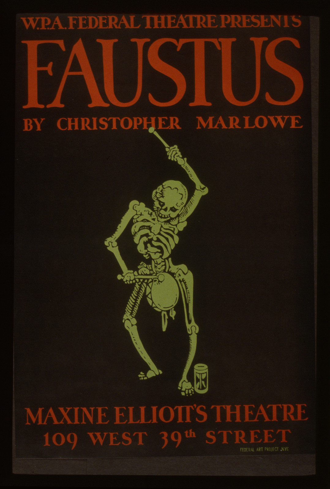 W.P.A. Federal Theatre Presents Faustus by Christopher Marlowe, 1990 — vintage poster