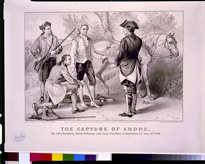 The capture of Andre: By John Paulding, David Williams and Isaac Van Wart, at Tarrytown, N.Y., Sept. 23rd, 1780